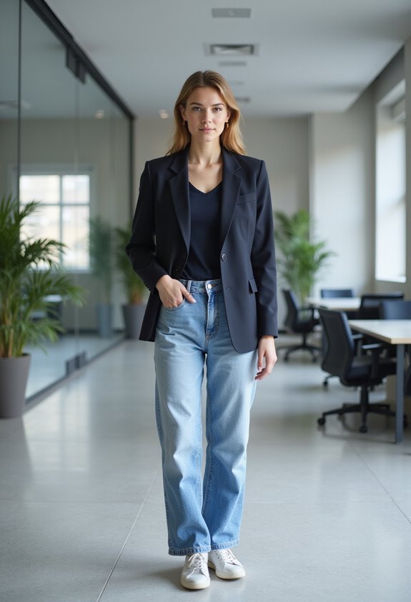 baggy jeans tailored blazer