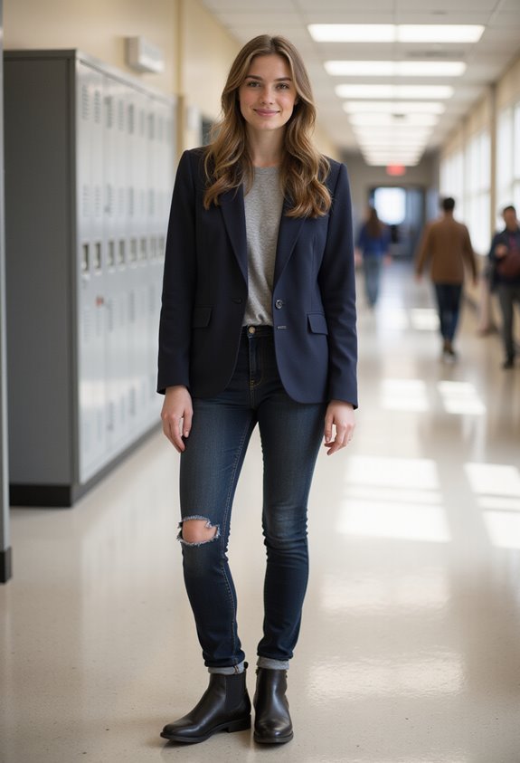 blazer jeans ankle boots