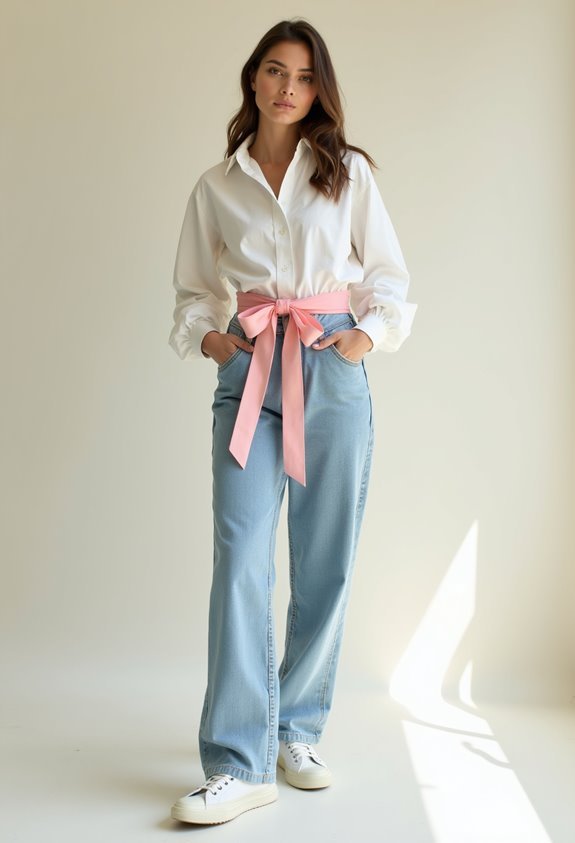 bows enhance oversized outfits