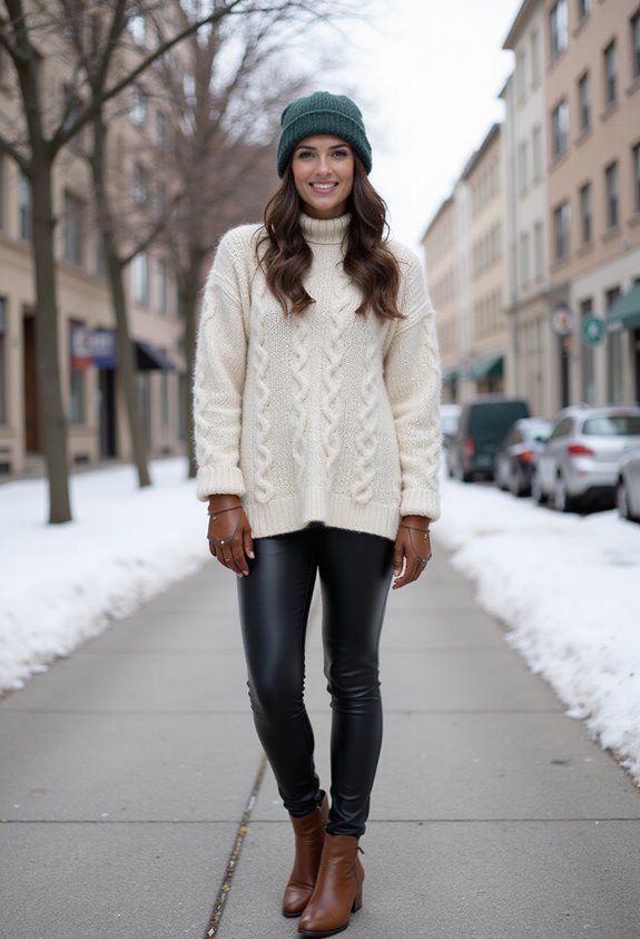 chunky knit sweater ensemble