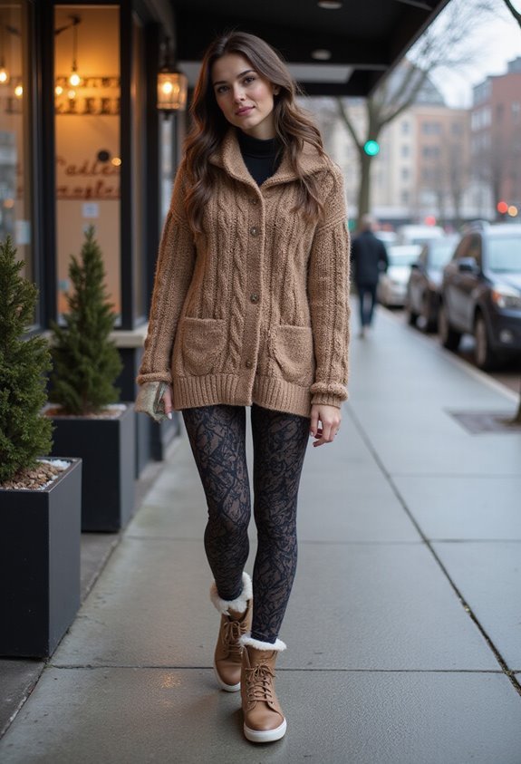 chunky sweaters patterned leggings