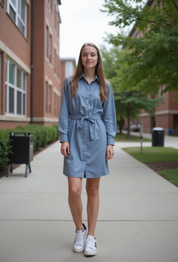 comfy shirt dress outfit