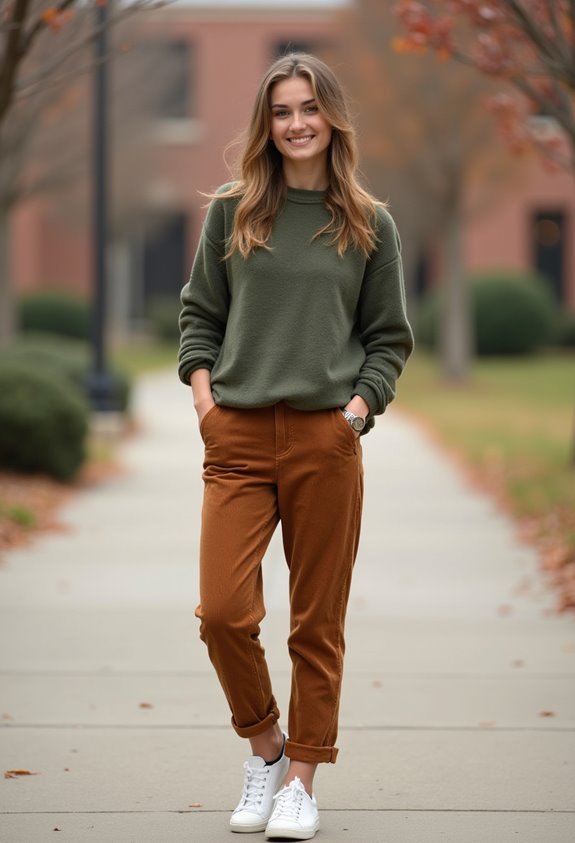 corduroy pants lightweight sweater