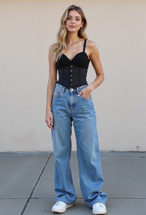 corset top baggy jeans