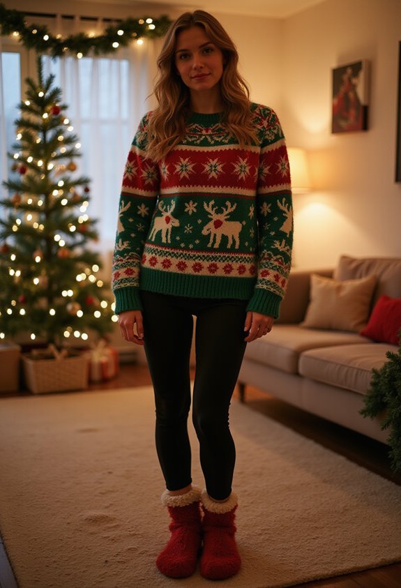 cozy christmas sweater outfit