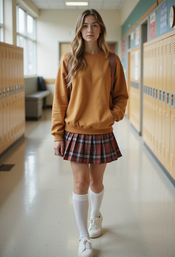 cozy sweatshirt stylish pleated skirt