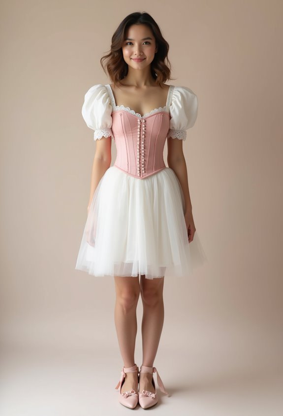 delicate pink corset ensemble