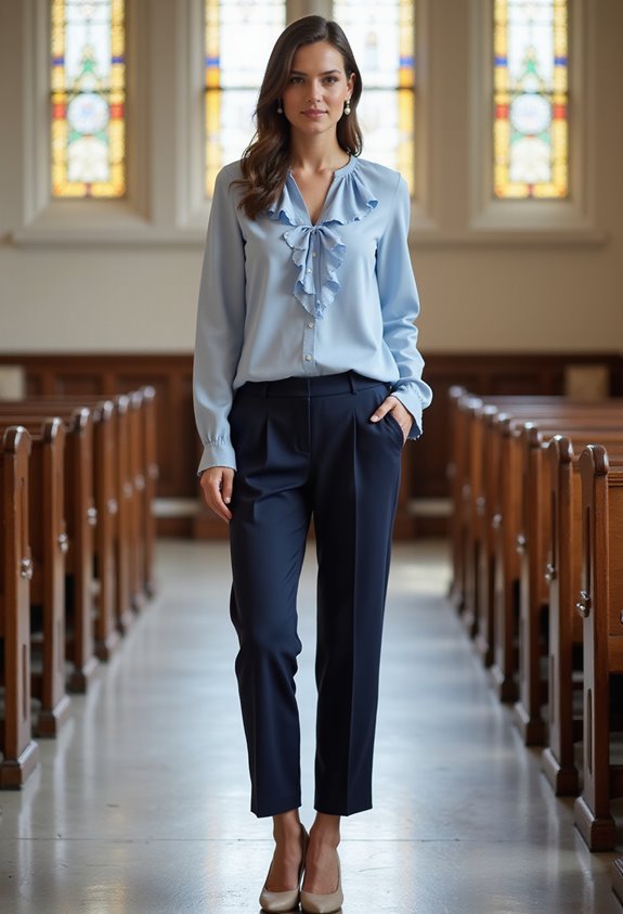 elegant ruffle blouse outfit