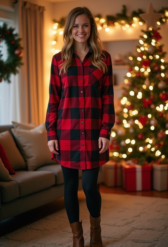 festive buffalo check outfit