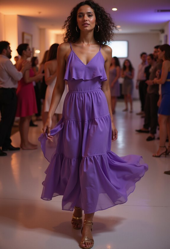 flowing purple tiered dress