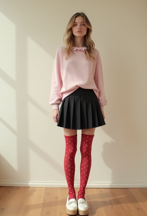 heart tights mini skirt