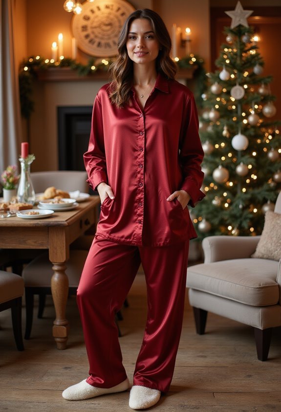holiday silk pajama set