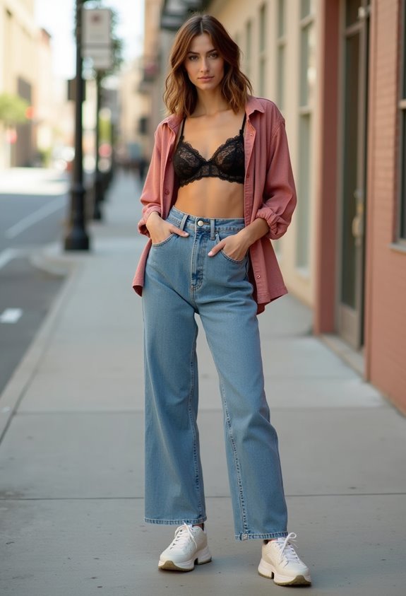 lace bralette dad jeans