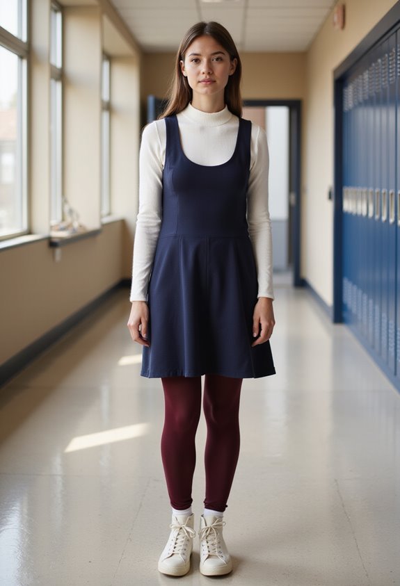 layered turtleneck dress outfit