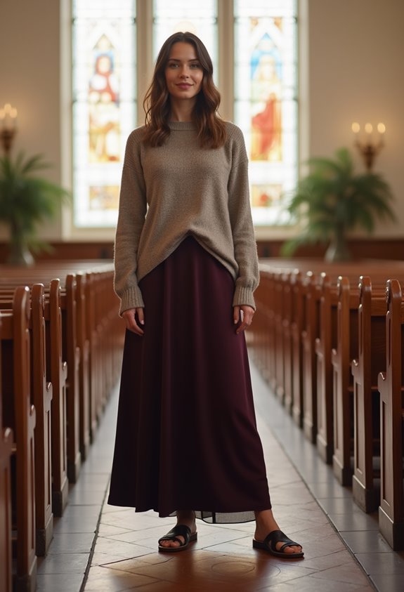 modest maxi skirt outfit