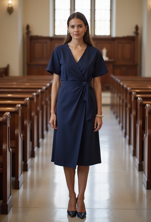 navy wrap dress elegance