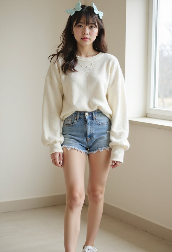 pastel butterfly clips outfit