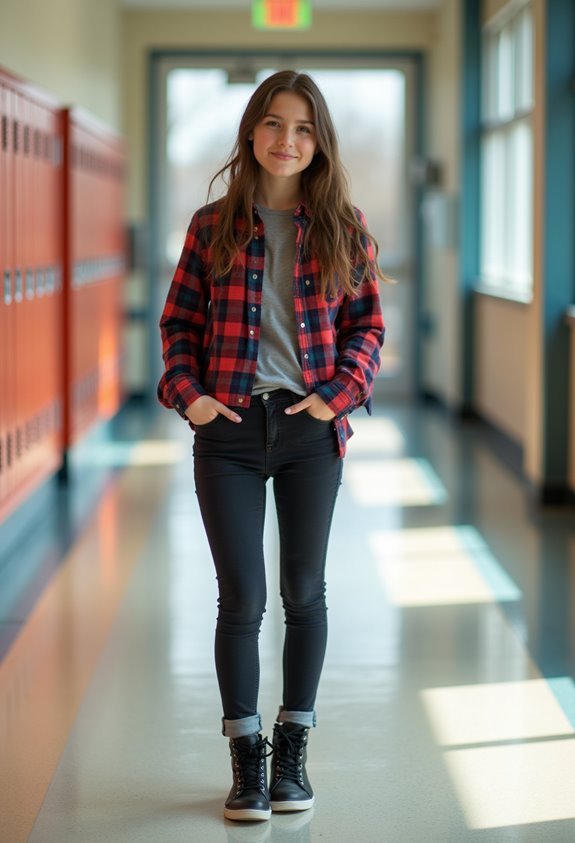 plaid flannel with leggings