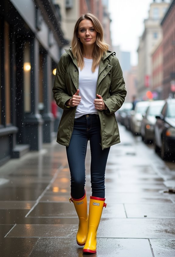 rain boots outfit styling