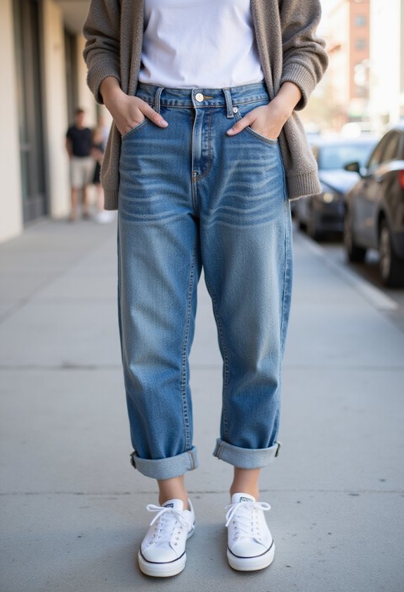 rolled cuff baggy jeans style