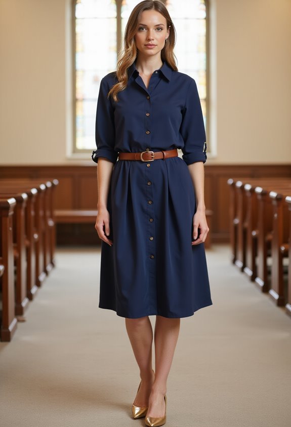 shirtdress with wide belt