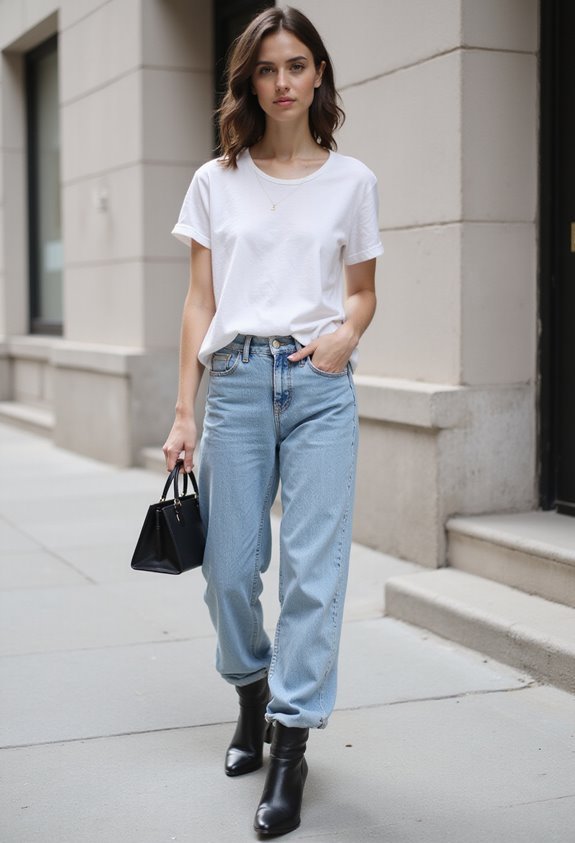 slouchy jeans structured handbag