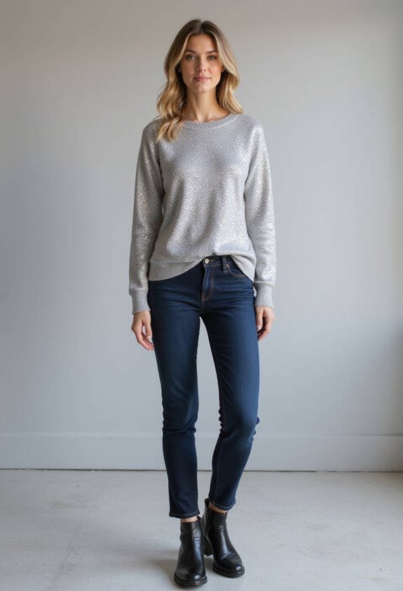 sparkling silver sweater ensemble