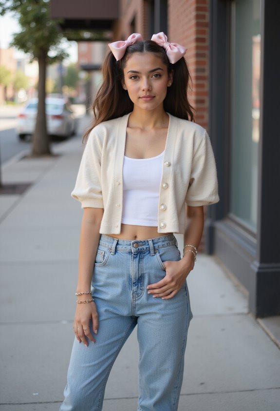 vintage denim giant hair bows