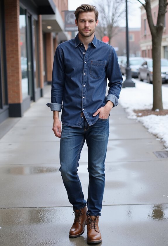 warm denim with insulation