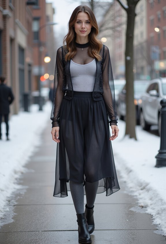 warmth beneath sheer layers