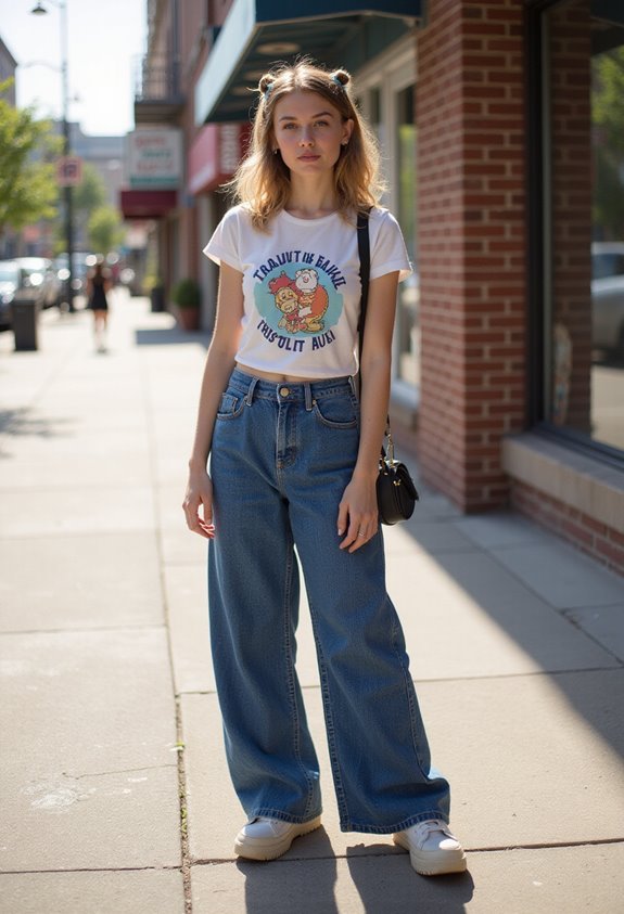 y2k fashion baby tees baggy jeans