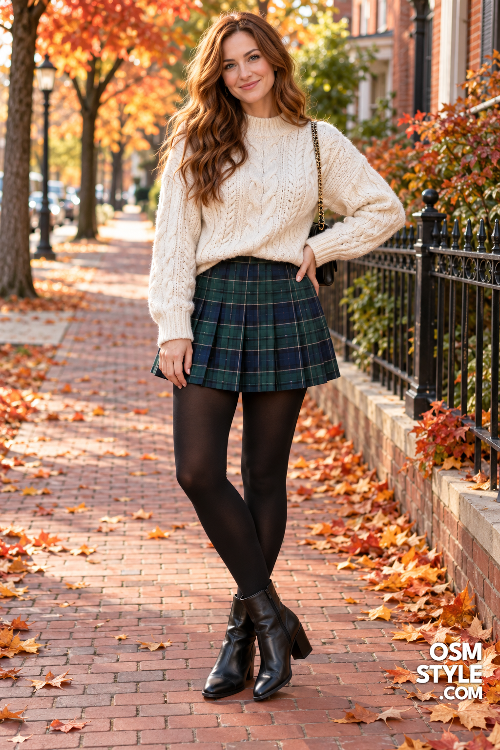 1. Plaid Mini Skirt With Black Tights