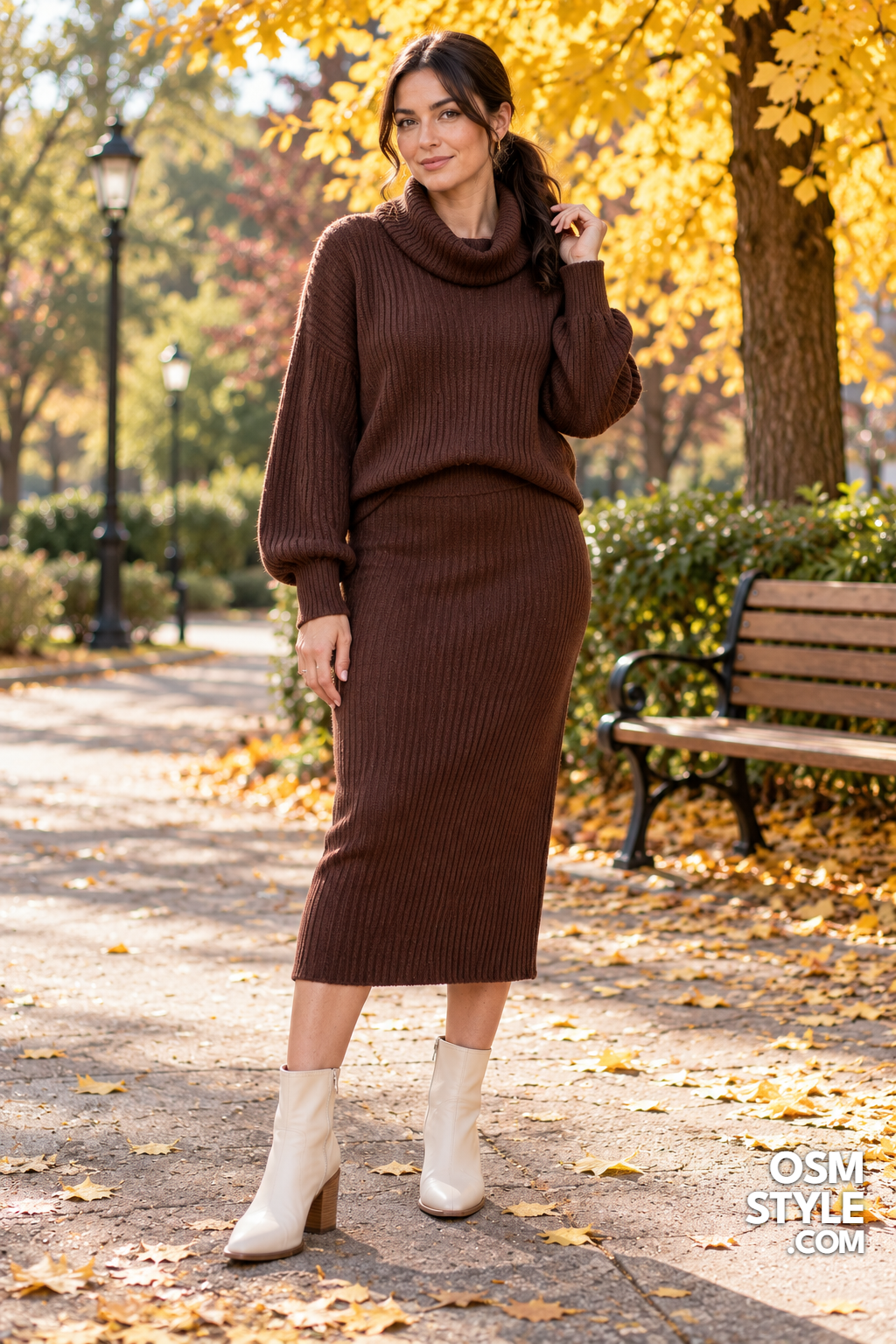 10. Ivory Boots In A Chocolate Knit Set