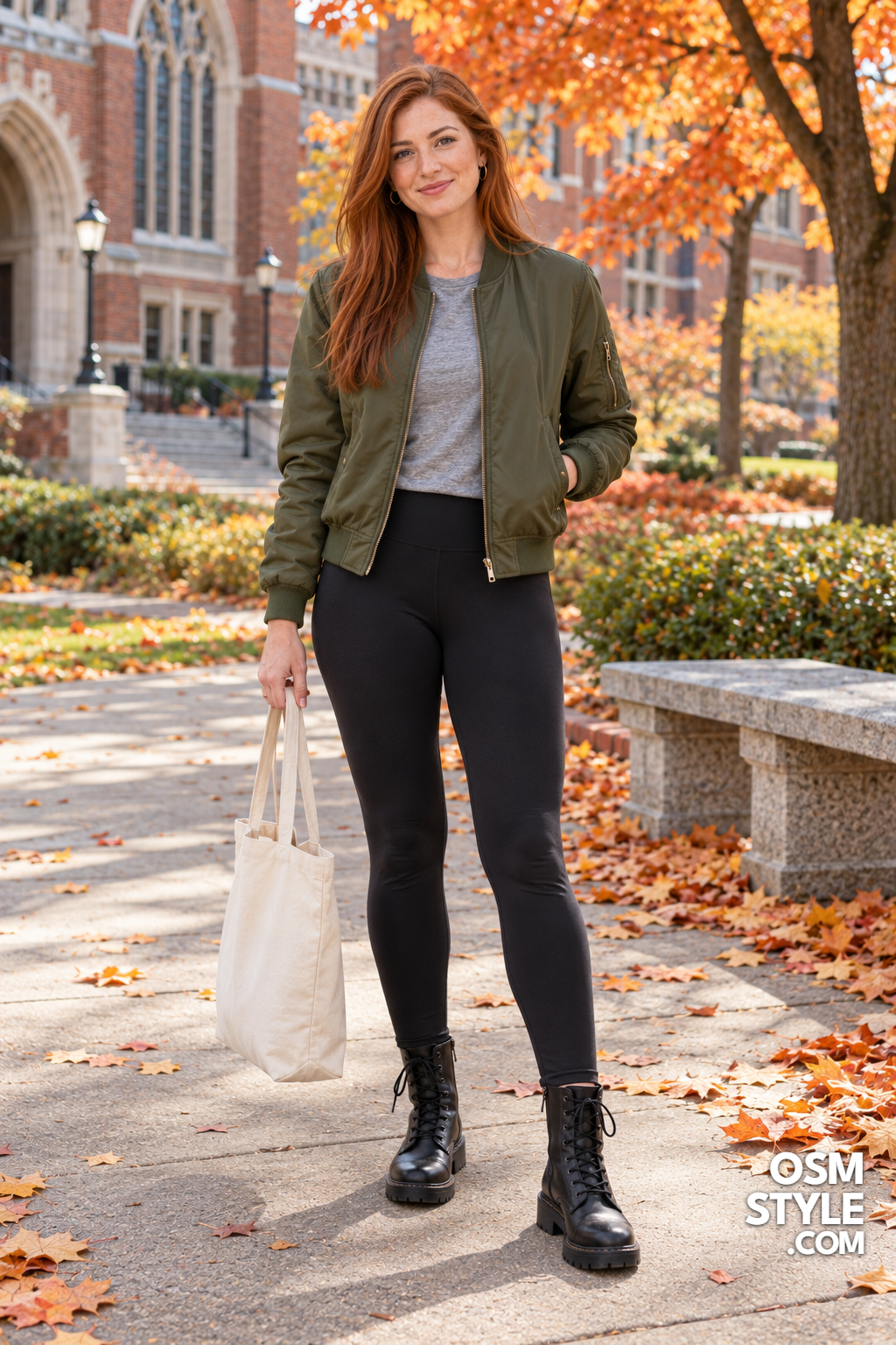 12. Olive Bomber Jacket With Combat Boots