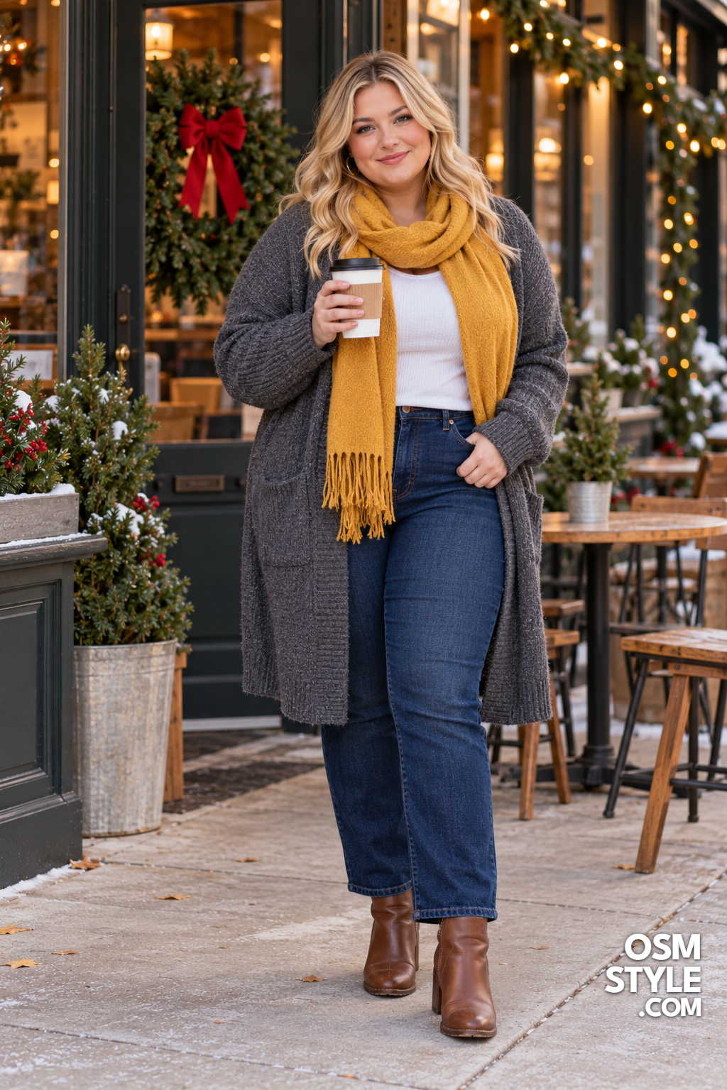 12. Slouchy Gray Cardigan and Dark Jeans