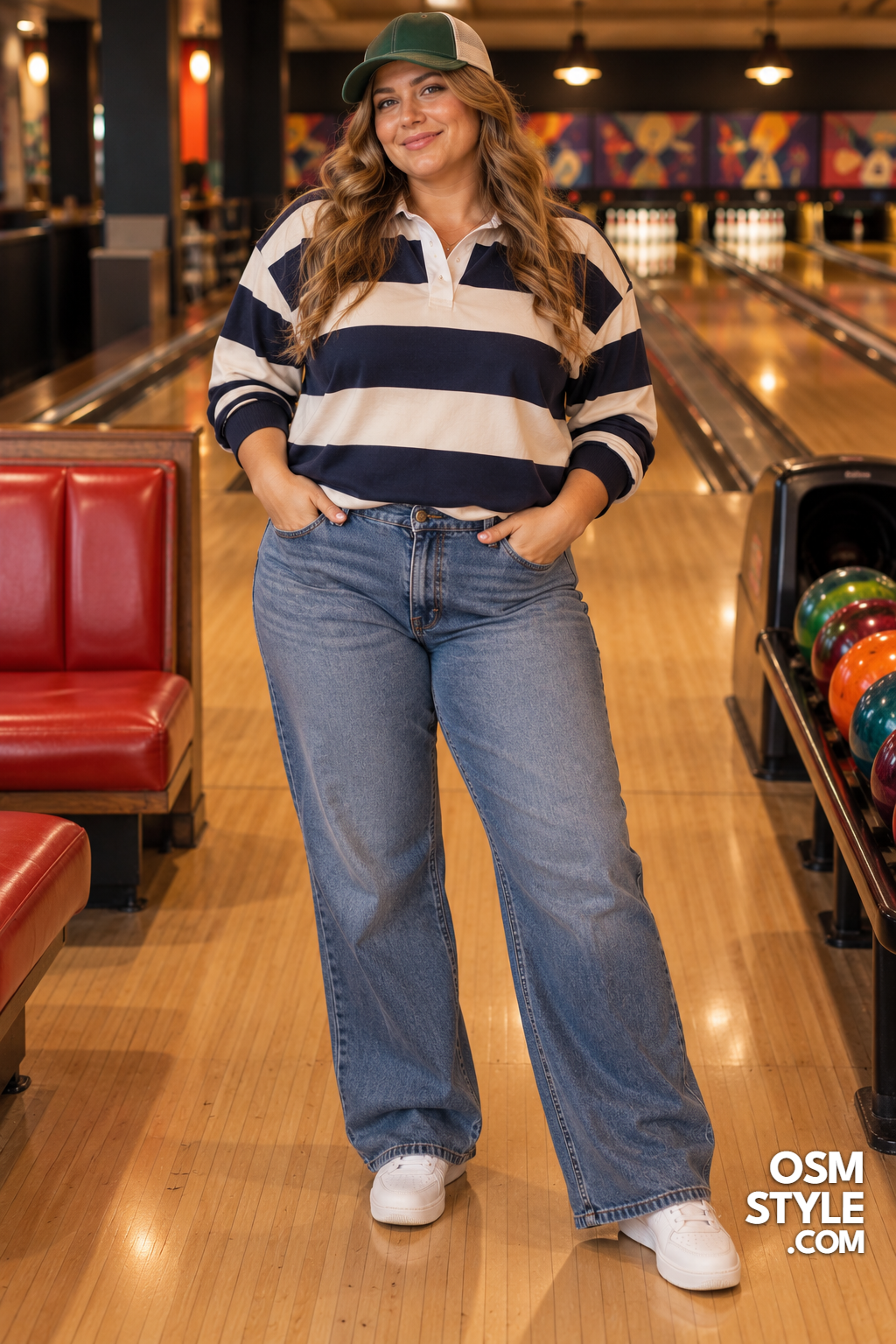 12. Striped Rugby Shirt With Trucker Hat