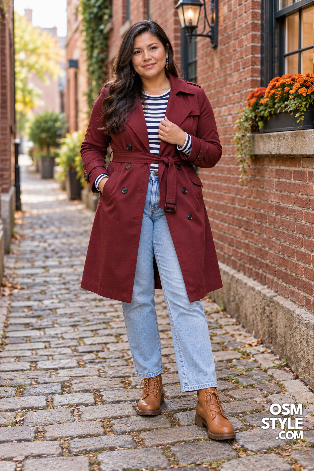 13. Belted Trench With a Striped Tee