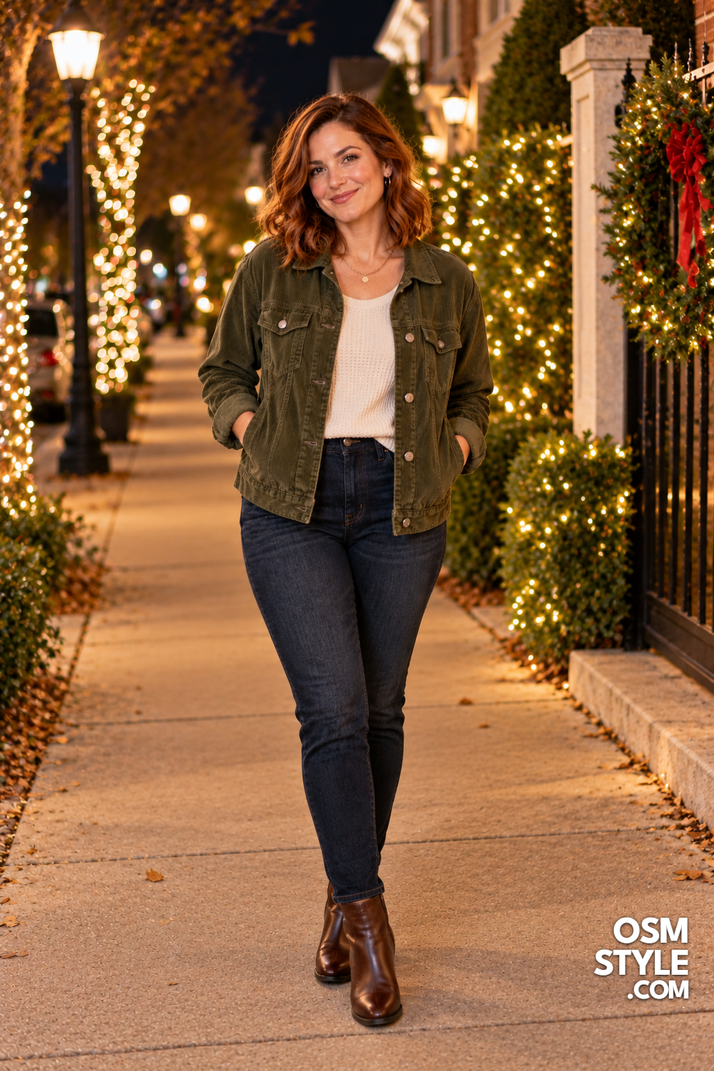 13. Olive Corduroy Jacket For Light Viewing Night