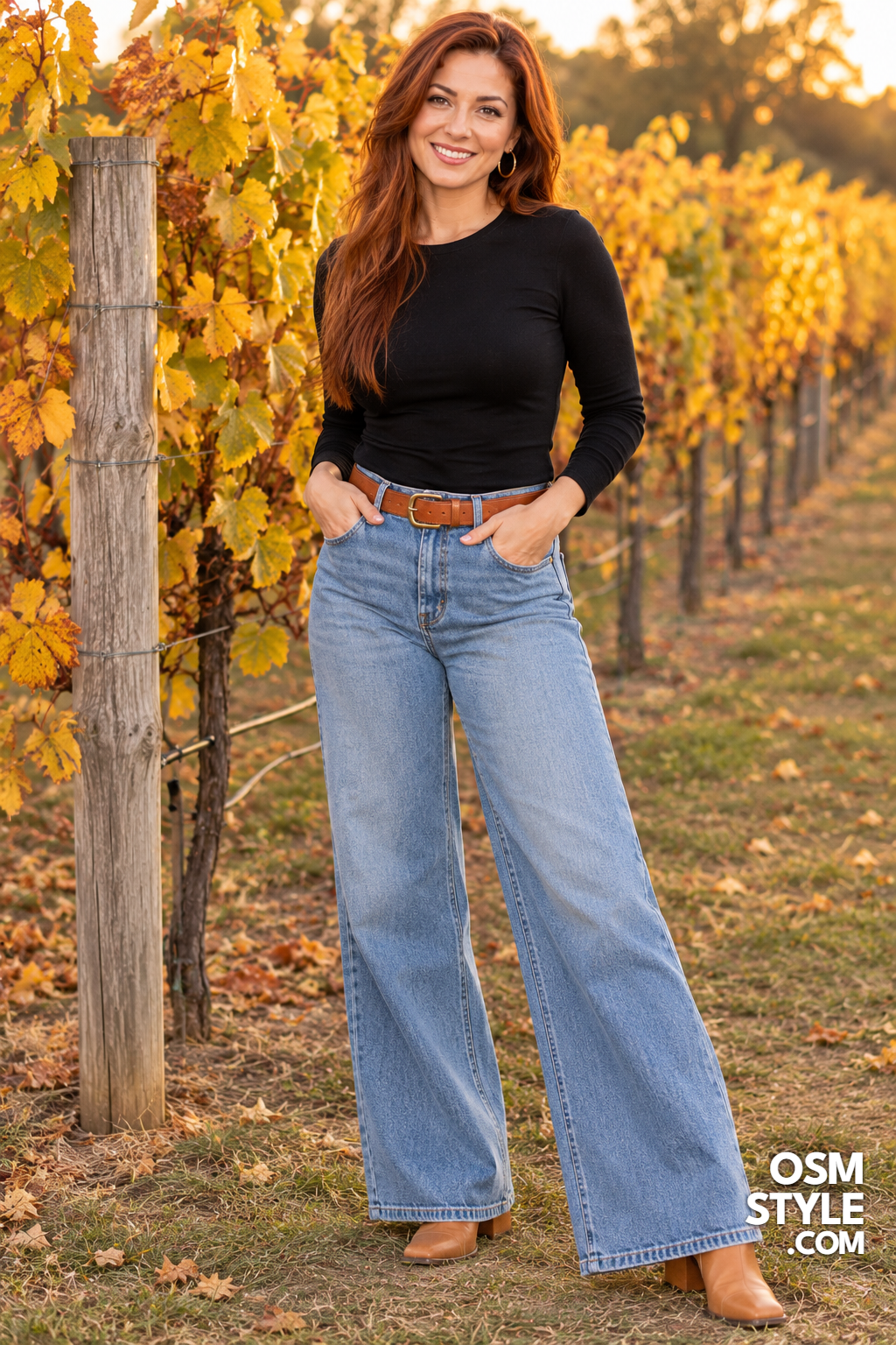 13. Square Toe Boots And Wide Leg Jeans