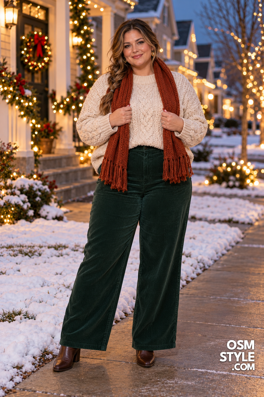 15. Fisherman Sweater with Green Corduroy
