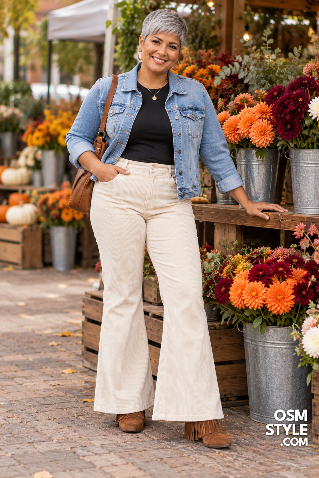 15. Fringe Suede Boots Under Cream Flares