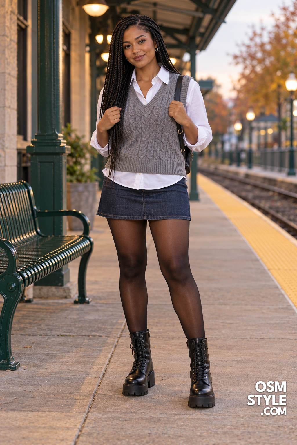 16. Chunky Platform Boots With A Sweater Vest