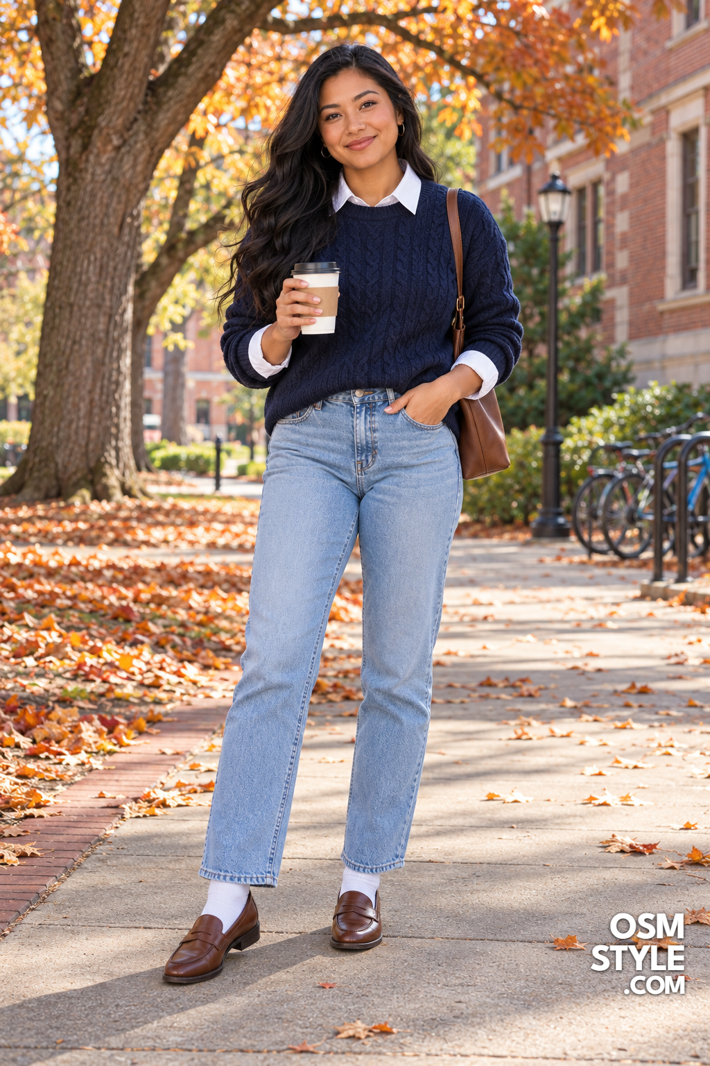 16. Navy Cable Knit With A White Collar
