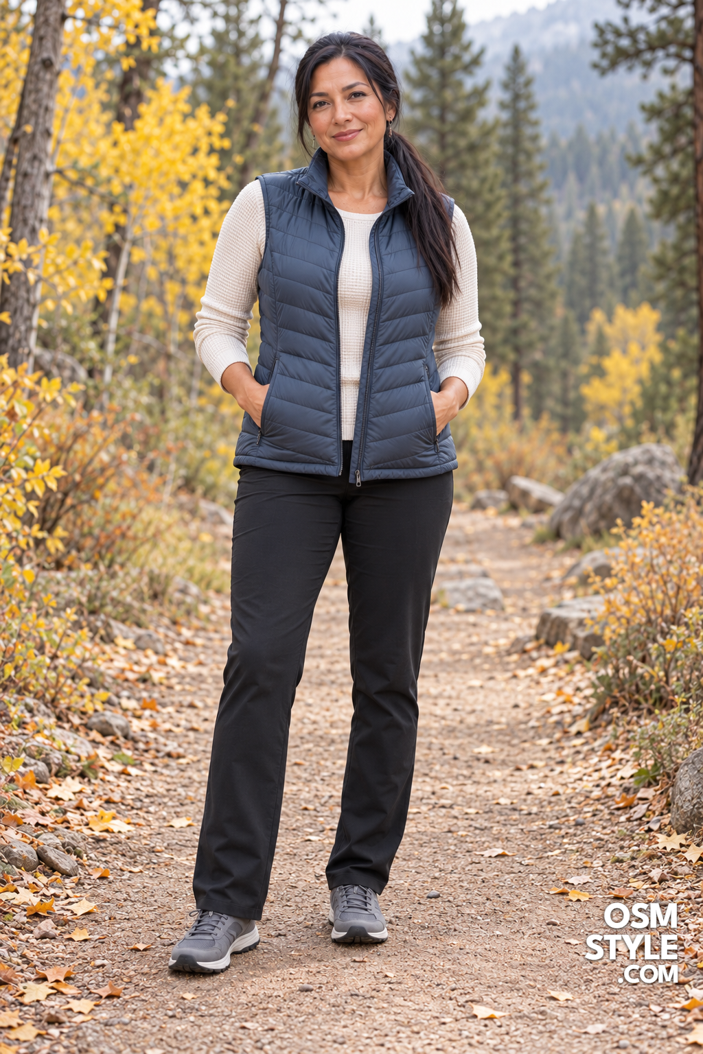 16.Slate Quilted Vest for a Trail Walk