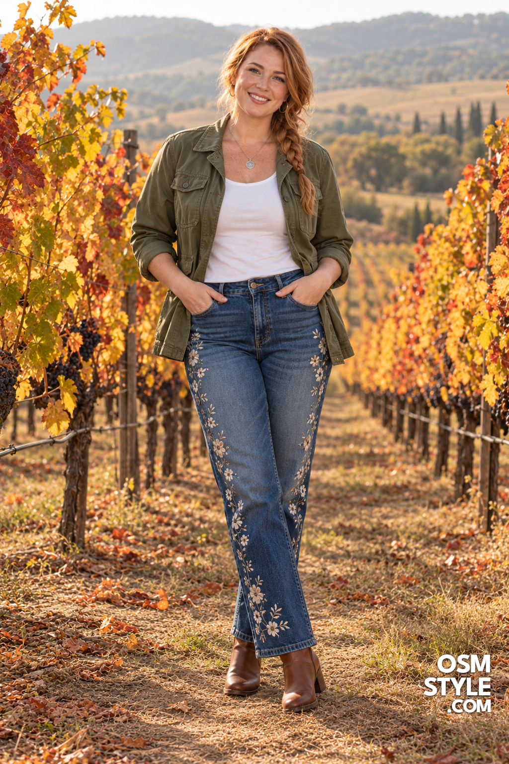 18.Utility Jacket and Embroidered Straight Jeans