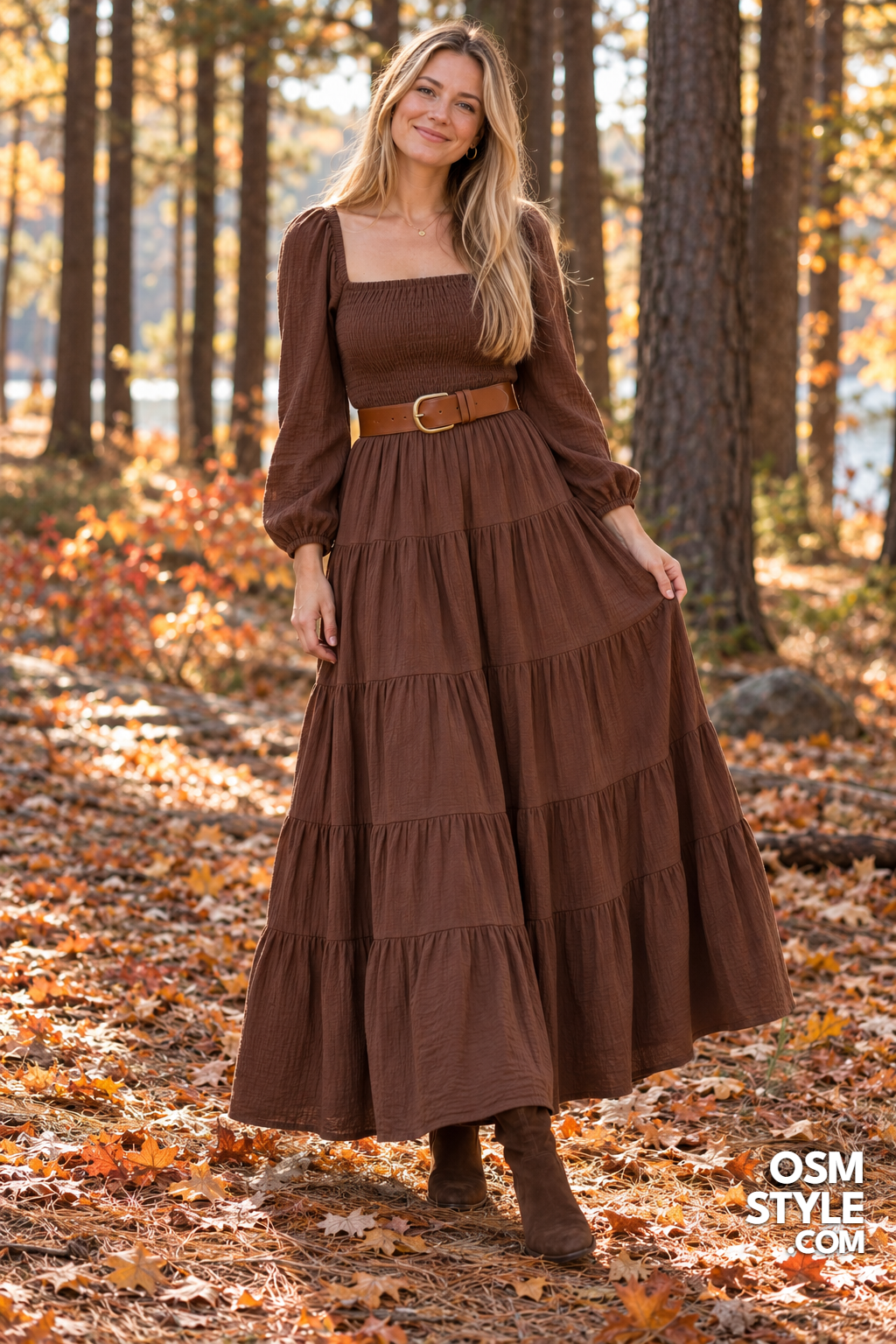 19. Cocoa Tiered Maxi Dress and Belt
