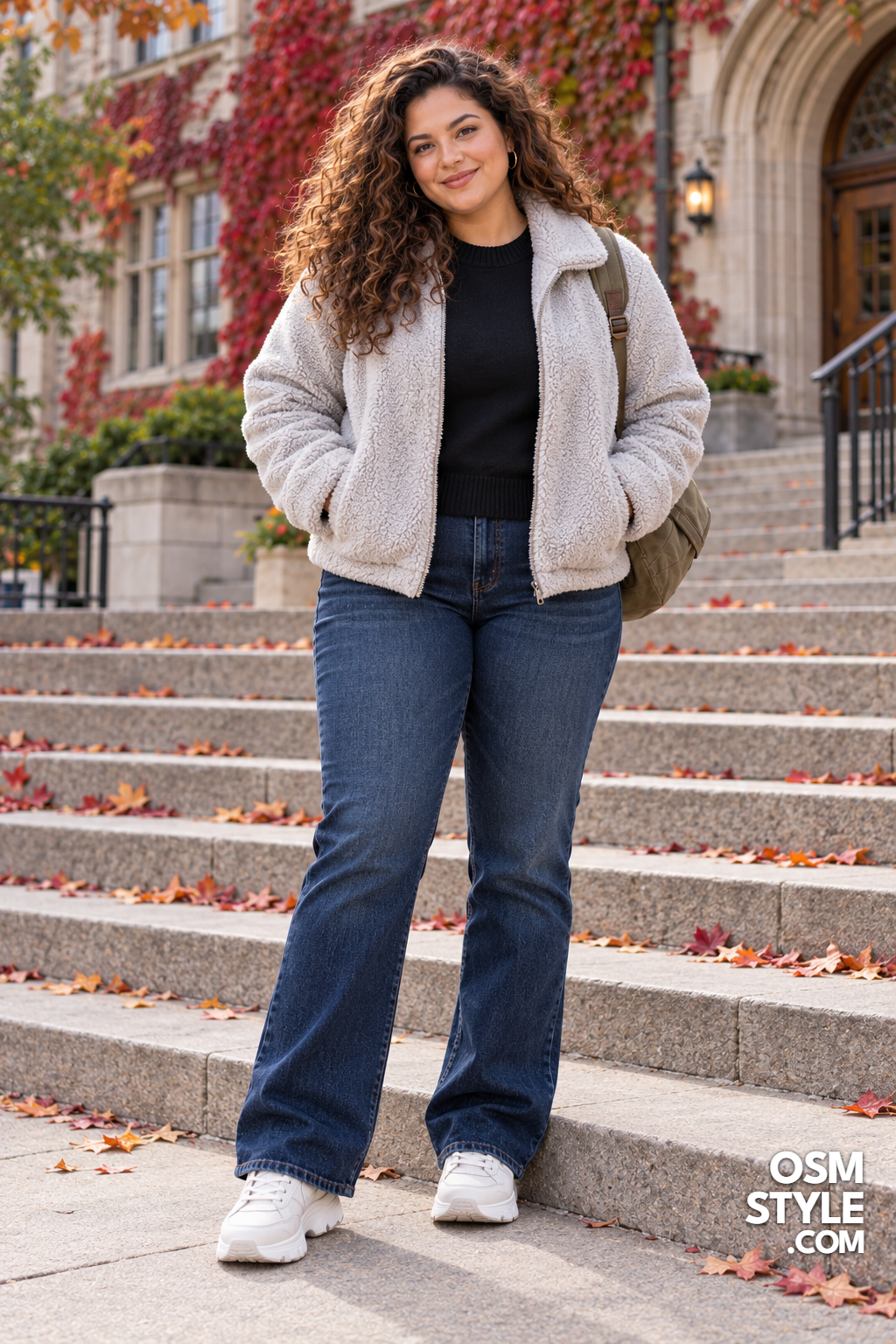 19. Faux Shearling Jacket and Chunky Sneakers