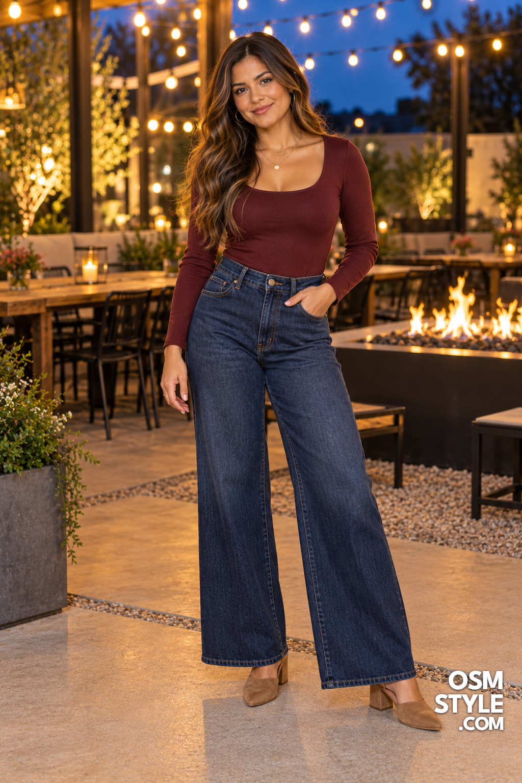 20. Bodysuit and Wide Leg Jeans