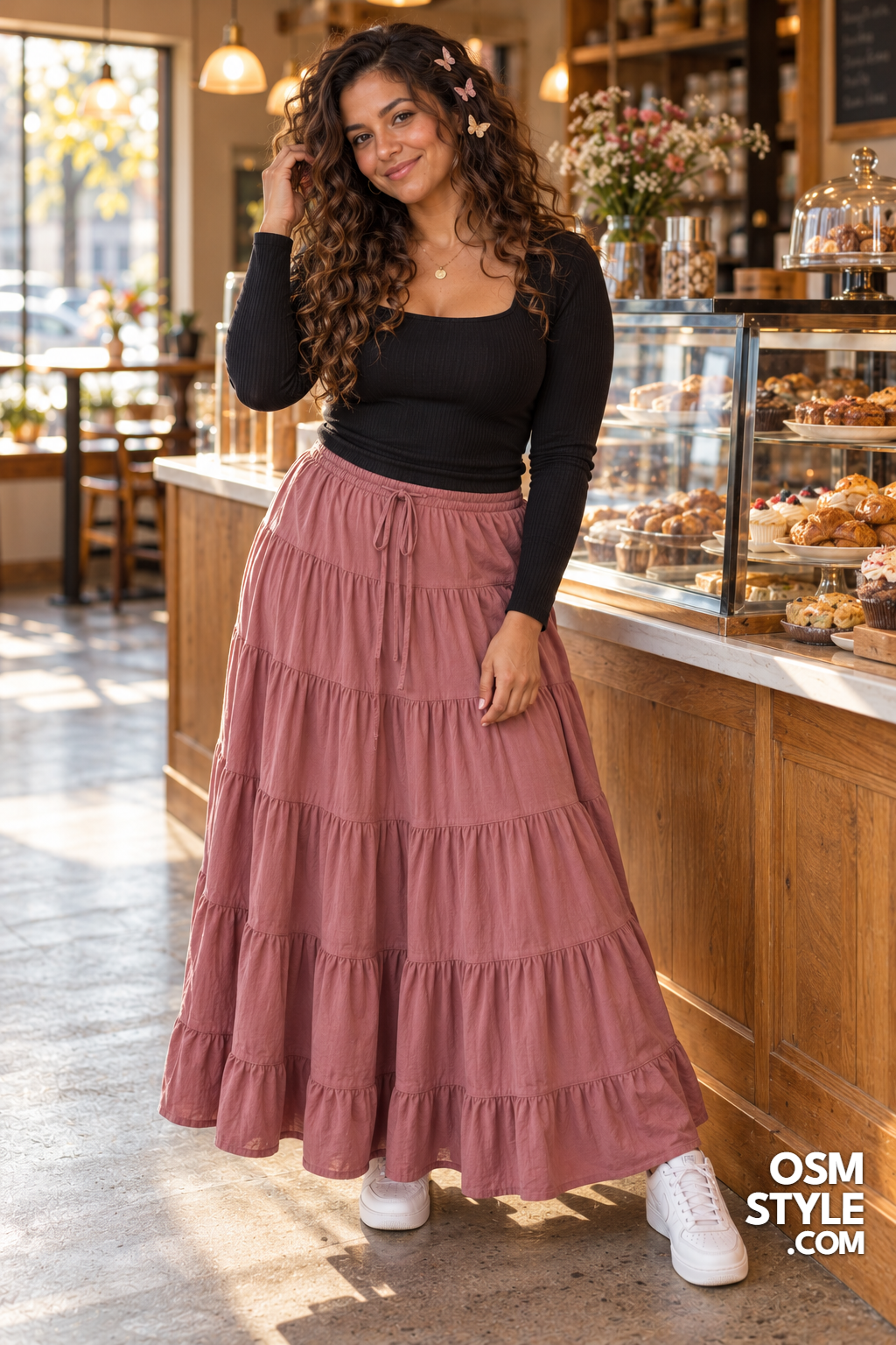 20. Tiered Maxi Skirt With Butterfly Clips