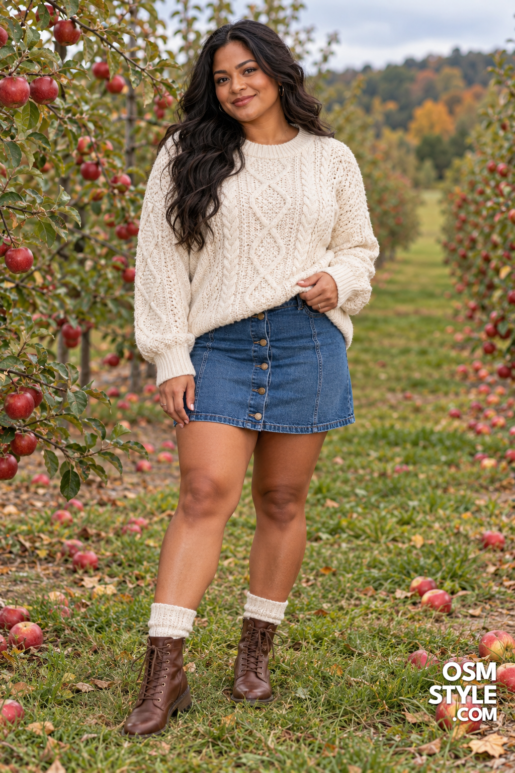 21.Fisherman Sweater With Button Front Denim Mini